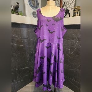 Plus Size Bat print CowCow dress w/pockets